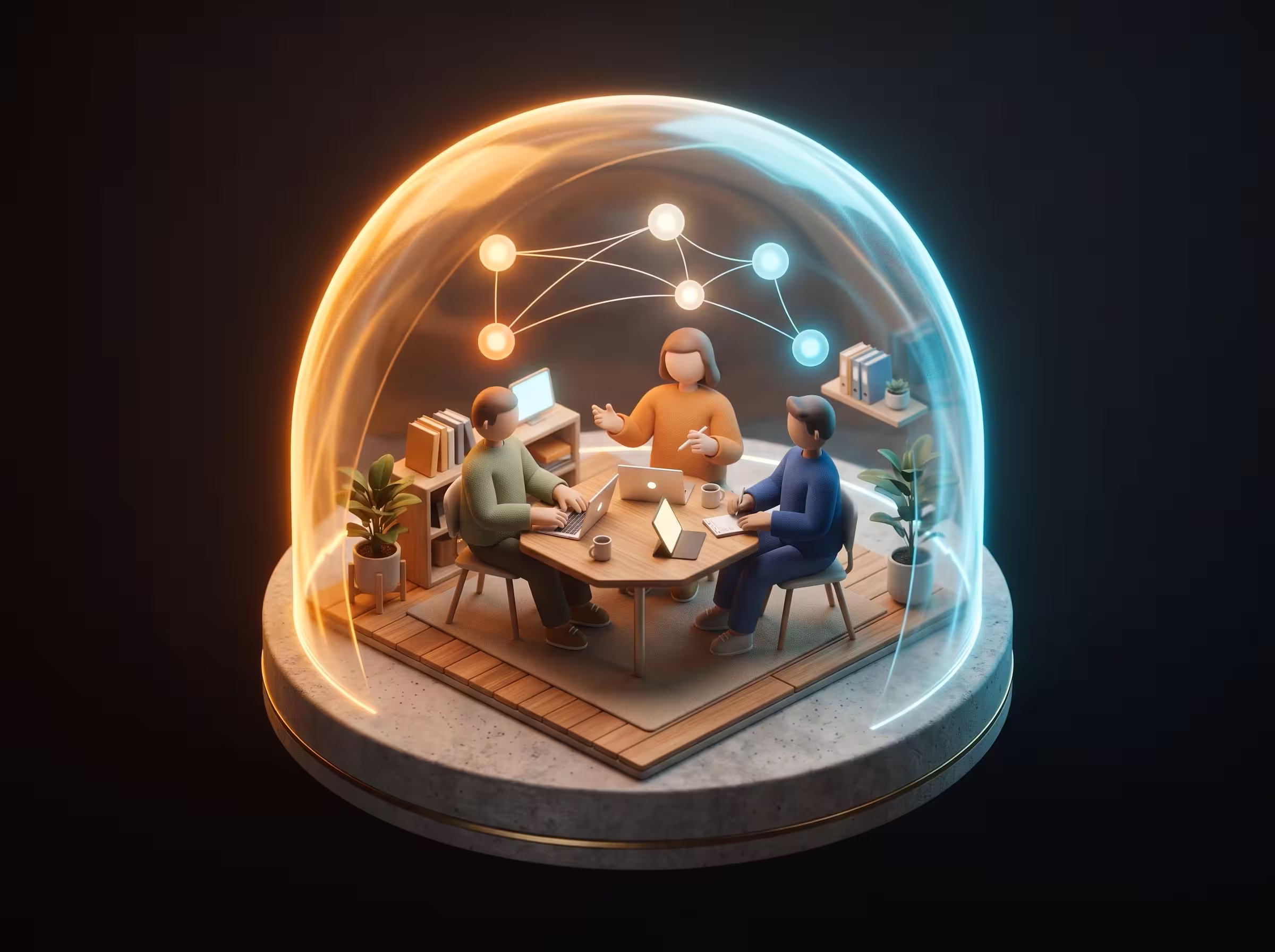 Collaborateurs d'une entreprise accompagnés et protégés